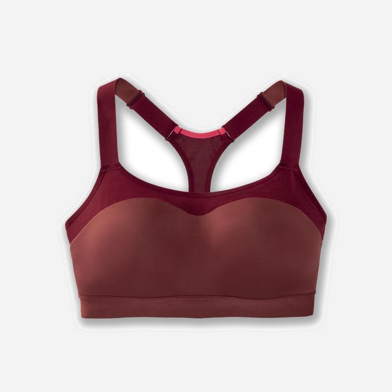 Brooks Dare Racerback NZ - Women's Running Bra - Burgundy/Terracotta/Deep Terracotta (62750-DXIQ)